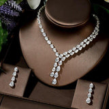 Brilliant Designer AAAA+ Zirconia Diamond Crystals Earrings And Necklace Bridal Wedding Jewelry Set - BridalSparkles