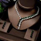 Brilliant Designer AAAA+ Zirconia Diamond Crystals Earrings And Necklace Bridal Wedding Jewelry Set - BridalSparkles