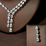 Brilliant Designer AAAA+ Zirconia Diamond Crystals Earrings And Necklace Bridal Wedding Jewelry Set - BridalSparkles