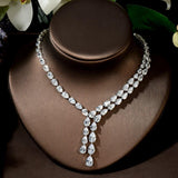 Brilliant Designer AAAA+ Zirconia Diamond Crystals Earrings And Necklace Bridal Wedding Jewelry Set - BridalSparkles