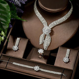 Luxury Big 4 Piece Designer Jewelry Set With AAAA+ Cubic Zirconia Diamonds Bridal Wedding Jewelry Set - BridalSparkles