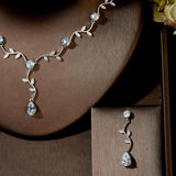 Pretty Designer AAAA+ Cubic Zircon Diamonds 2 Piece Bridal Wedding Jewelry Set - BridalSparkles