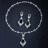 High Quality Silver Color AAA+ Quality Cubic Zirconia Necklace and Earrings Bridal Jewelry Set - BridalSparkles