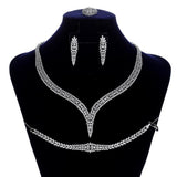 Classical AAAA+ High Quality  CZ Diamonds Wedding Bridal Necklace Earrings Ring And Bracelet Set - BridalSparkles
