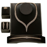 Classical AAAA+ High Quality  CZ Diamonds Wedding Bridal Necklace Earrings Ring And Bracelet Set - BridalSparkles