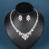 Exquisite AAA+ Cubic Zirconia Diamonds Floral Design Bridal Set
