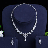 Gorgeous Marquise AAAA+ Cubic Zirconia Wedding Bridal Drop Necklace Earring Jewelry Set