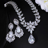 Superb Marquise Cut AAAA+ Quality Cubic Zirconia Bridal Necklace Earrings Jewelry Set for Wedding - BridalSparkles