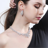 Wonderful AAAA+ Quality Cubic Zirconia Big Water Drop Pendant Bridal Wedding Necklace Earrings - BridalSparkles