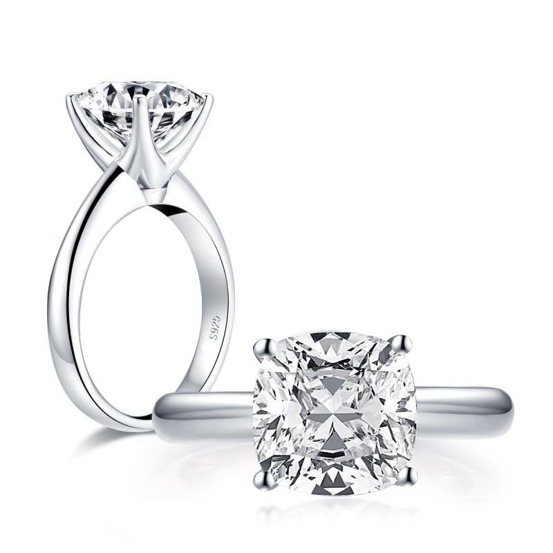 Dazzling 3.0 CT Cushion Cut SONA Diamond 925 Sterling Silver Wedding Engagement Solitaire Ring - BridalSparkles