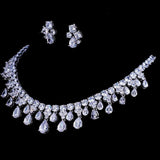 High Quality White Gold Color AAA+ Cubic Zirconia Diamonds Bridal Wedding Jewelry Set - BridalSparkles
