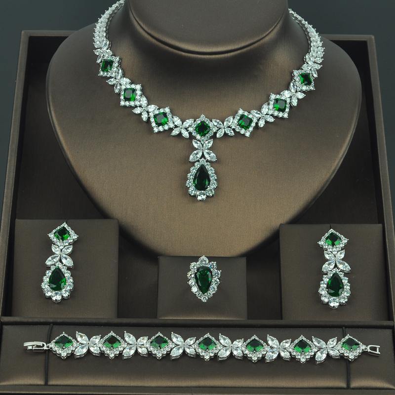 Brilliant Designer AAAA+ Cubic Zirconia Crystals 4 piece Wedding Bridal Jewelry Set - BridalSparkles