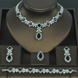 Brilliant Designer AAAA+ Cubic Zirconia Crystals 4 piece Wedding Bridal Jewelry Set - BridalSparkles