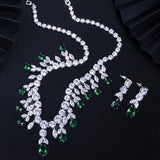 Luxury Big Dangle Drop Bridal AAA+ Cubic Zirconia Crystals Bridal Wedding Necklace Earrings Jewelry Set - BridalSparkles
