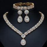 Exclusive Luxury AAA+ Cubic Zirconia Diamonds Necklace Earring Bracelet Bridal Jewelry Set - Best Seller