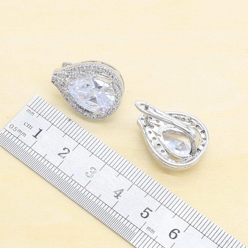 Delightful 925 Silver AAAA+ Quality White Topaz Stud Earrings Necklace Ring Pendant Bracelets Bridal Jewelry Set - BridalSparkles
