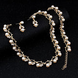 Lovely Pearl Wedding Necklace Earring Bridal Wedding Jewelry Set - BridalSparkles