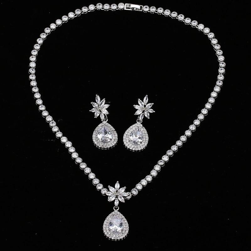 Luxurious AAA+ CZ Multicoloured Crystals High Quality Shiny Bride Jewelry Sets with Necklace + Earrings - BridalSparkles