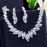 Delicate Marquise Shape AAA+ Cubic Zirconia Diamonds with Necklace  Drop Earrings Bride Wedding Jewelry Set