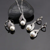 Appealing 925 Sterling Silver Freshwater Pearls Earrings/Pendant/Ring Bridal Wedding Jewelry Set