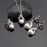 Appealing 925 Sterling Silver Freshwater Pearls Earrings/Pendant/Ring Bridal Wedding Jewelry Set - BridalSparkles