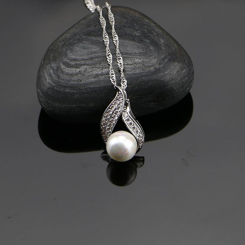 Appealing 925 Sterling Silver Freshwater Pearls Earrings/Pendant/Ring Bridal Wedding Jewelry Set - BridalSparkles