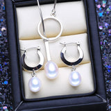 Designer 925 Sterling Silver Bridal Jewelry Set with Natural Pearl Drop Earrings Luxury Pendant