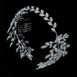 Trendy Lovely Flower Leaf Design AAAA+ Quality Cubic Zirconia Diamonds Bridal Hair Jewelry