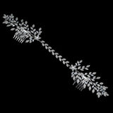 Trendy Lovely Flower Leaf Design AAAA+ Quality Cubic Zirconia Diamonds Bridal Hair Jewelry - BridalSparkles