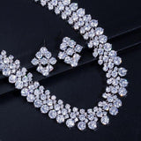 Wonderful AAAA High Quality Cubic Zirconia Diamonds Round Necklace And Earrings Bridal Jewelry Set - BridalSparkles