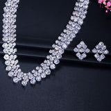 Wonderful AAAA High Quality Cubic Zirconia Diamonds Round Necklace And Earrings Bridal Jewelry Set - BridalSparkles