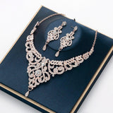 Splendid Designer High Quality Crystals Earring and Necklace Luxury Wedding Bridal Jewelry Set.