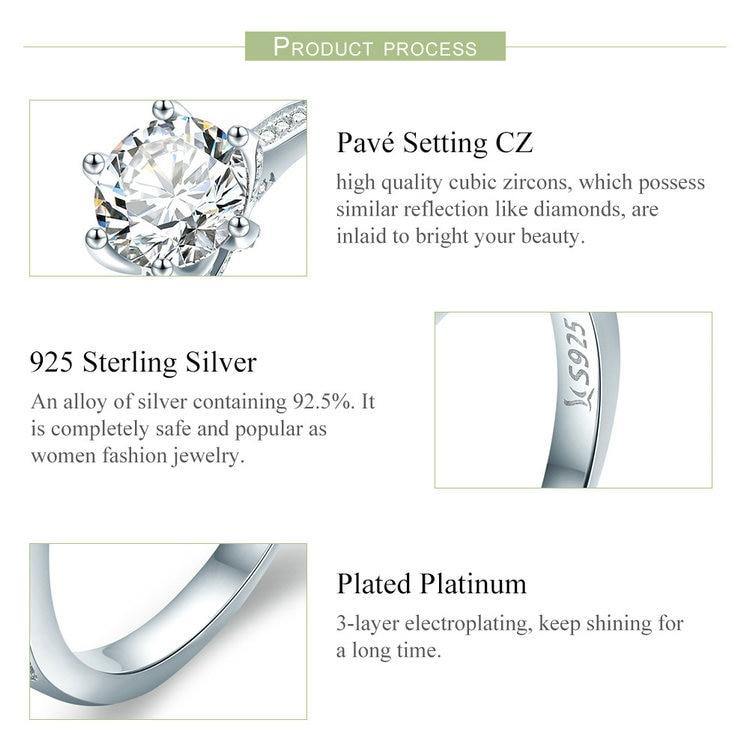 High Quality 925 Sterling Silver Princess Square AAAA+ CZ WEdding Bridal Ring - BridalSparkles