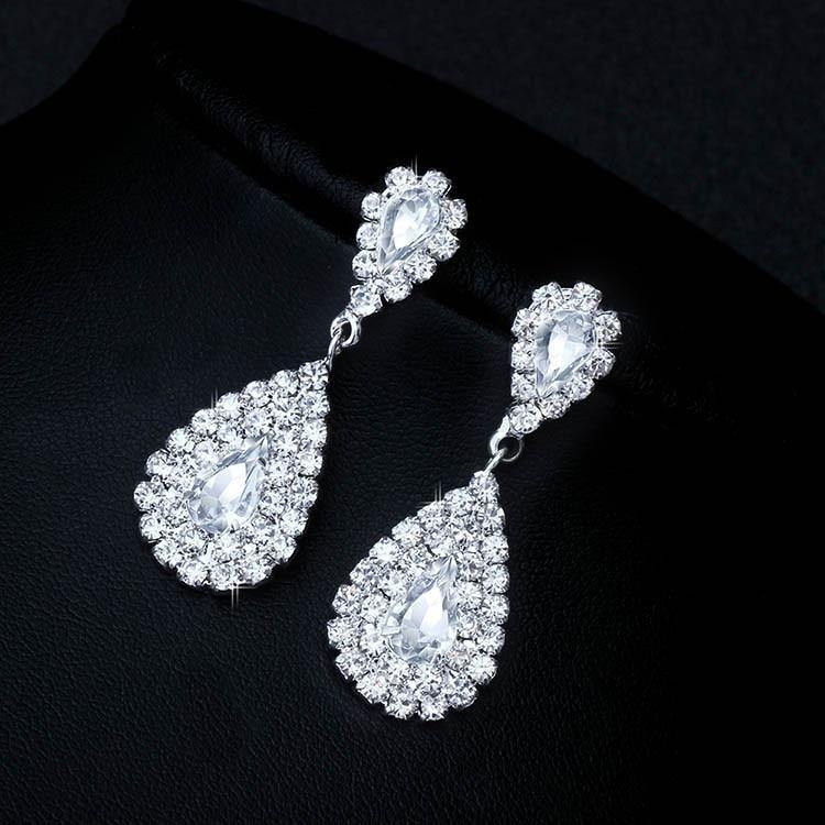 Luxurious AAA+ Austrian Rhinestone Crystals Necklace Earrings Wedding Jewelry Sets - BridalSparkles