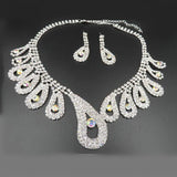 Luxurious AAA+ Austrian Rhinestone Crystals Necklace Earrings Wedding Jewelry Sets - BridalSparkles