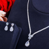 Lovely AAAA+ Cubic Zirconia Diamonds Water Drop 2 Piece Jewelry Set - BridalSparkles