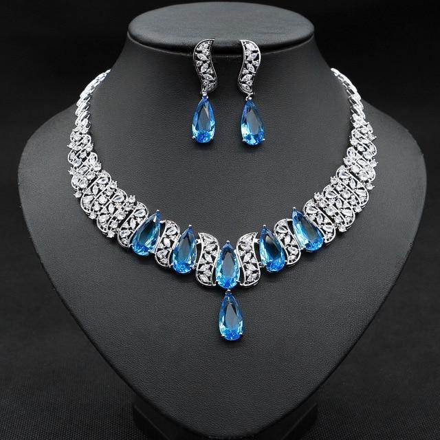 Luxury AAAA+ High Quality Bridal Zirconia Jewelry Set for Wedding Necklace Earring - BridalSparkles