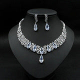 Luxury AAAA+ High Quality Bridal Zirconia Jewelry Set for Wedding Necklace Earring - BridalSparkles