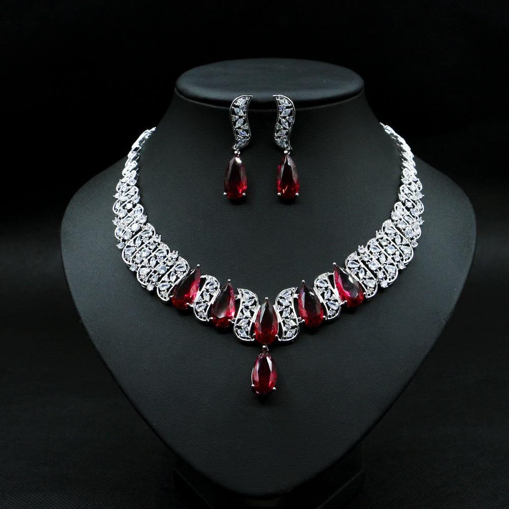 Luxury AAAA+ High Quality Bridal Zirconia Jewelry Set for Wedding Necklace Earring - BridalSparkles