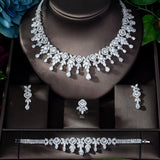High Quality White Gold Color AAA+ Cubic Zirconia Diamonds Bridal Wedding Set - BridalSparkles