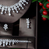 High Quality White Gold Color AAA+ Cubic Zirconia Diamonds Bridal Wedding Set - BridalSparkles