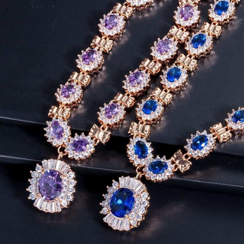 Wonderful 4 Piece Luxury Multi Color AAA+ Cubic Zirconia Diamonds Set - BridalSparkles