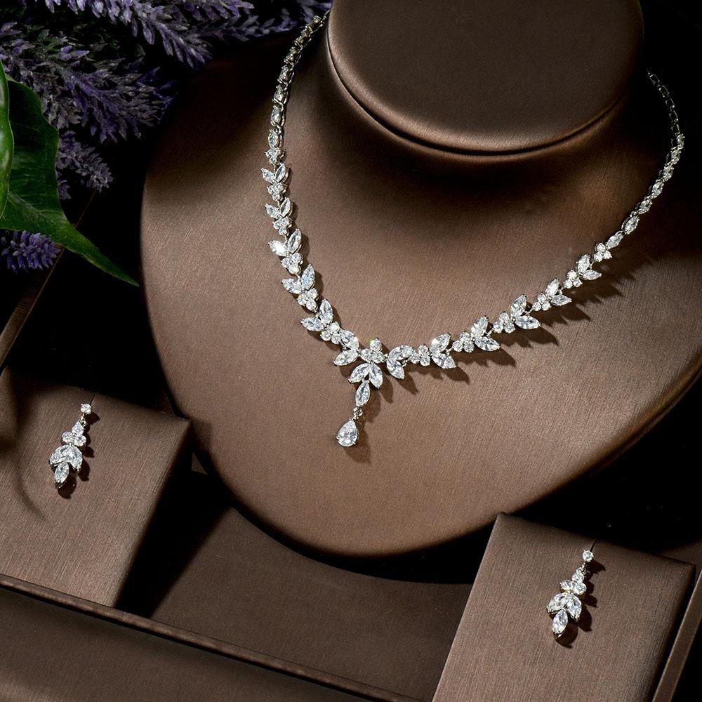 BEST SELLER Luxury Sparkling Clear AAAA+Cubic Zirconia Diamonds 2 Piece Jewelry Set - BridalSparkles