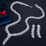 Simple Design Fashionable AAA+ CZ Diamonds Water Drop Necklace set - BridalSparkles