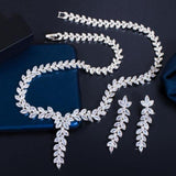 Simple Design Fashionable AAA+ CZ Diamonds Water Drop Necklace set - BridalSparkles