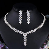 Simple Design Fashionable AAA+ CZ Diamonds Water Drop Necklace set