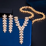 Simple Design Fashionable AAA+ CZ Diamonds Water Drop Necklace set - BridalSparkles