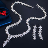 Simple Design Fashionable AAA+ CZ Diamonds Water Drop Necklace set - BridalSparkles