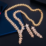 Simple Design Fashionable AAA+ CZ Diamonds Water Drop Necklace set - BridalSparkles