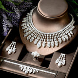 Luxury White Gold Color AAA+ CZ Diamonds Statement Jewelry Set